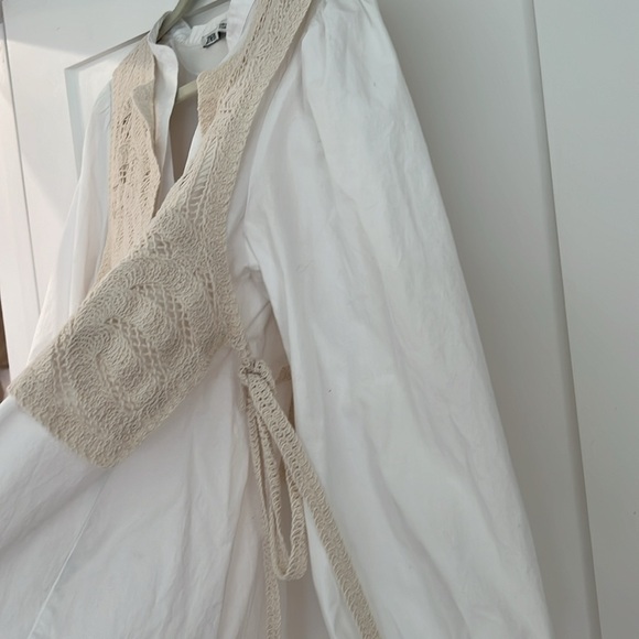 Zara white dress with ivory crocheted vest XXL - Picture 3 of 7
